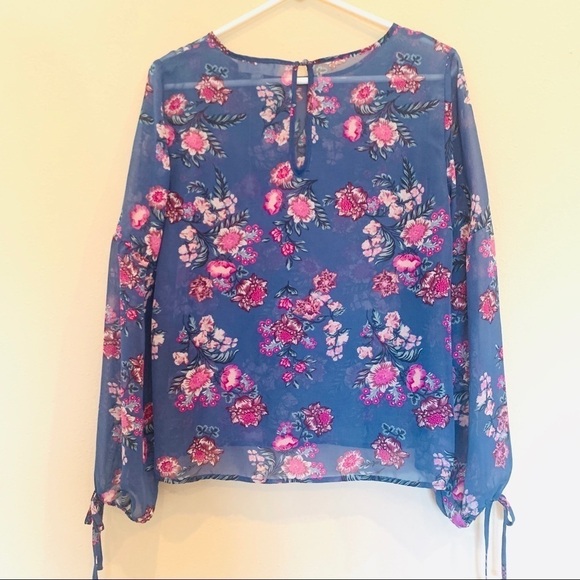 Pink Rose•Sheer Blue Peasant Top - Picture 5 of 6